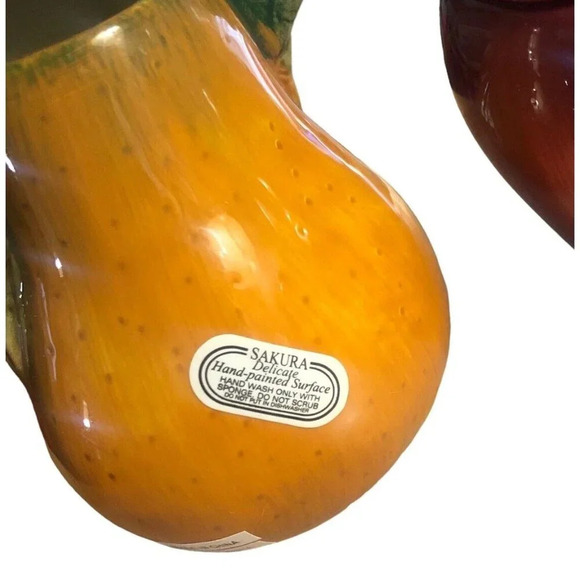 SAKURA Apple & Pear Sugar and Creamer Set Fall Thanksgiving Autumn Dinnerware - Picture 4 of 7